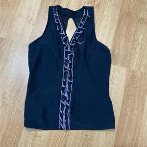 Nike Fit Dry Tank Top Built In Shelf Bra Navy Blue Purple Ruffle Women’s M